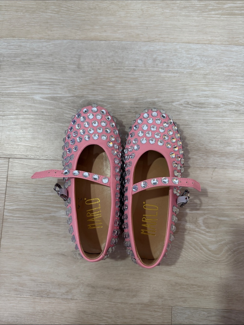 Marlo Kids Pink Studded Mary Jane Shoes